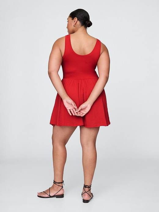Image number 6 showing, Cotton Gauze Mixed Media Mini Tank Dress