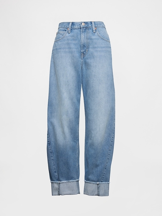 Image number 5 showing, High Rise Cuffed Barrel Jeans
