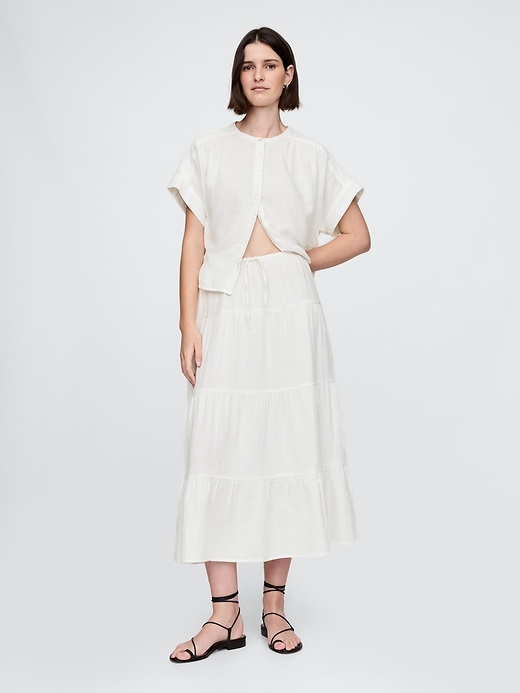 Image number 1 showing, Cotton Gauze Tiered Maxi Skirt