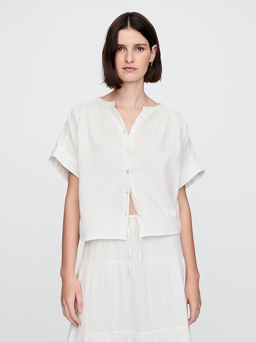 Image number 1 showing, Cotton Gauze Dolman Shirt