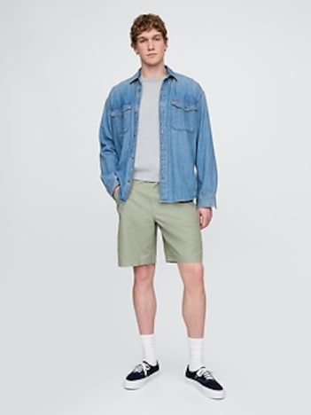 9" Linen-Cotton Easy Shorts