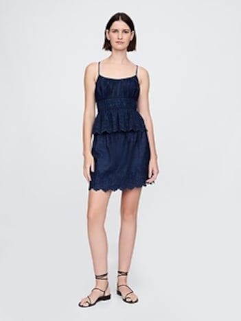Eyelet Denim Mini Skirt