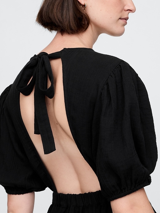 Image number 4 showing, Cotton Gauze Open-Back Midi Dress
