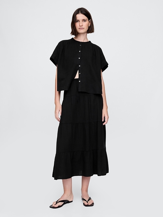 Image number 1 showing, Cotton Gauze Tiered Maxi Skirt
