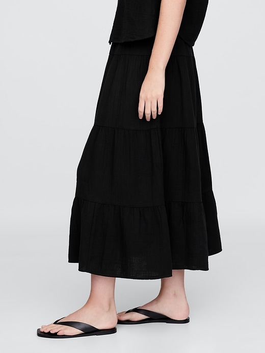 Image number 3 showing, Cotton Gauze Tiered Maxi Skirt