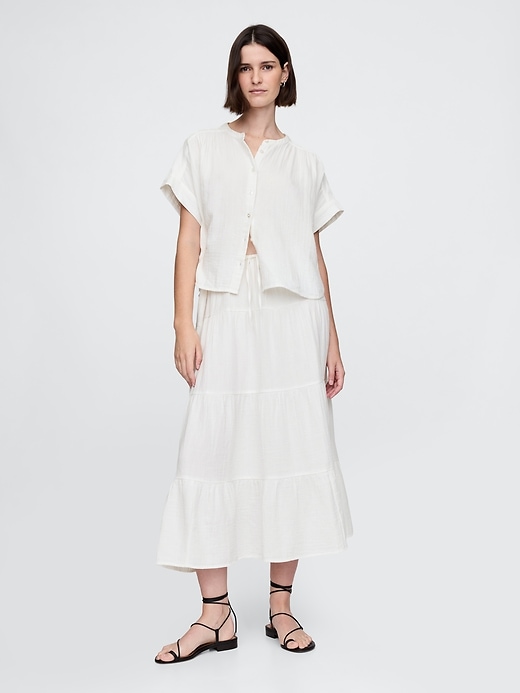 Image number 3 showing, Cotton Gauze Dolman Shirt