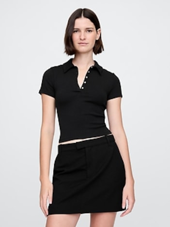 Modern Rib Cropped Polo Shirt