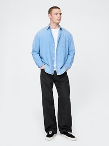 Linen-Cotton '90s Loose Herringbone Pants
