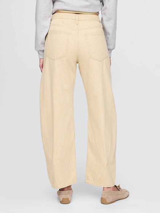 Image number 4 showing, High Rise Khaki Stripe Barrel Jeans