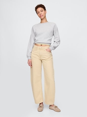High Rise Khaki Stripe Barrel Jeans
