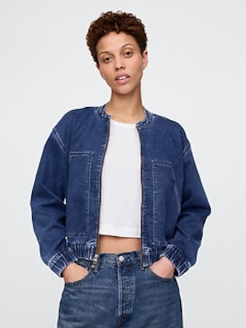 Knit Denim Bomber Jacket