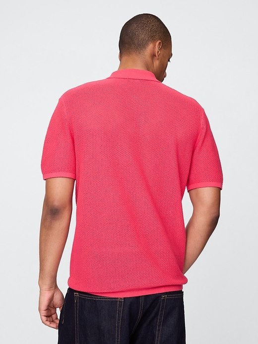 Image number 3 showing, Textured Crochet Polo Sweater
