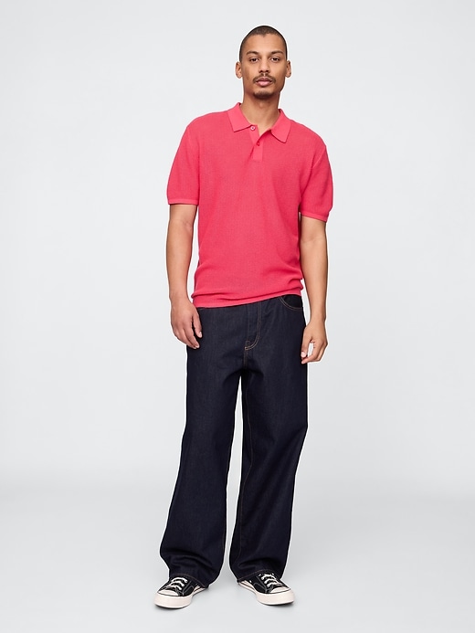 Image number 2 showing, Textured Crochet Polo Sweater