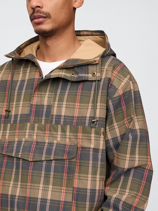 Image number 4 showing, Oversized Plaid Canvas Anorak Jacket