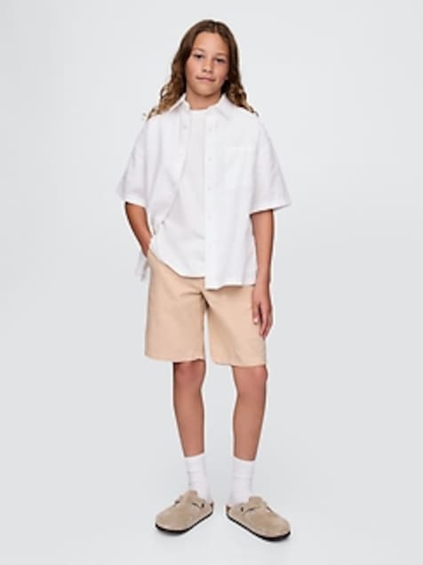 Kids 8" Linen-Cotton Shorts