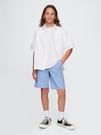 Kids 8" Linen-Cotton Shorts