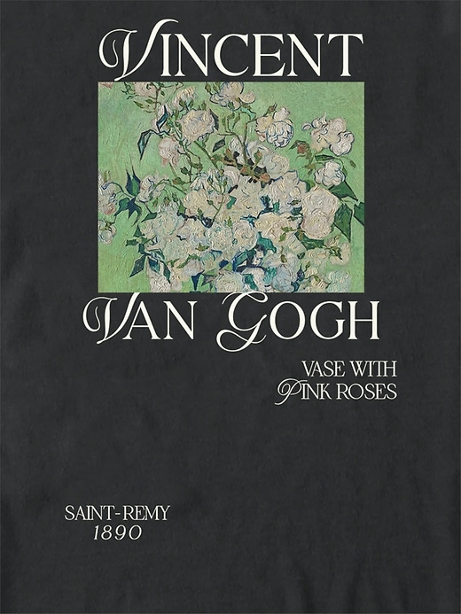 Image number 2 showing, Van Gogh Pink Roses Oversized Graphic T-Shirt