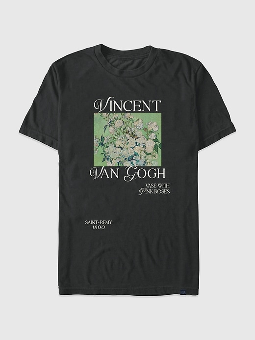 Image number 1 showing, Van Gogh Pink Roses Oversized Graphic T-Shirt