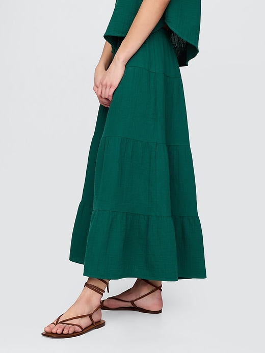 Image number 3 showing, Cotton Gauze Tiered Maxi Skirt
