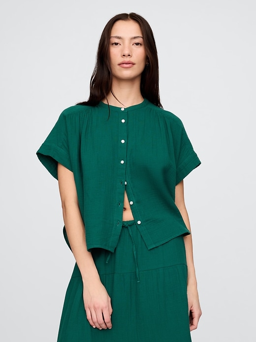 Image number 1 showing, Cotton Gauze Dolman Shirt
