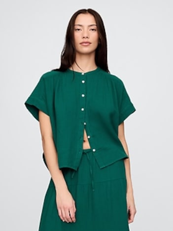 Cotton Gauze Dolman Shirt