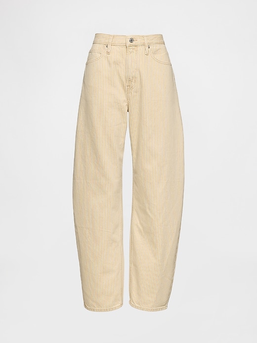 Image number 5 showing, High Rise Khaki Stripe Barrel Jeans