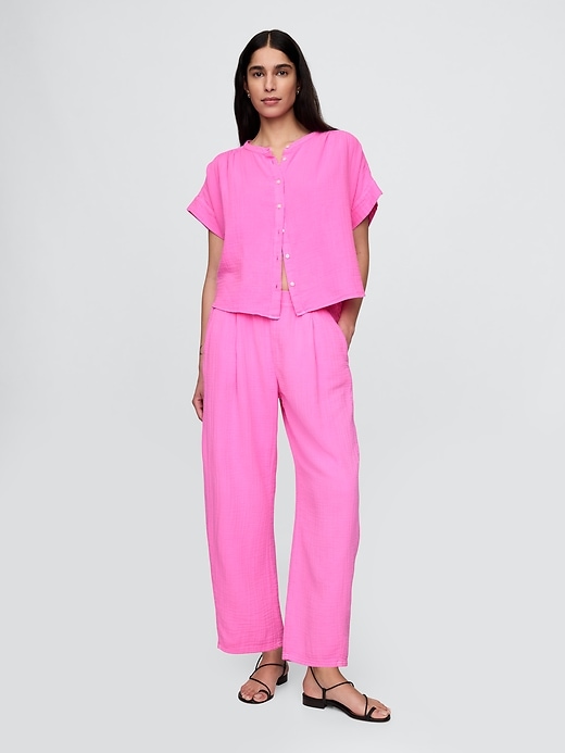 Image number 1 showing, Cotton Gauze Easy Barrel Pants