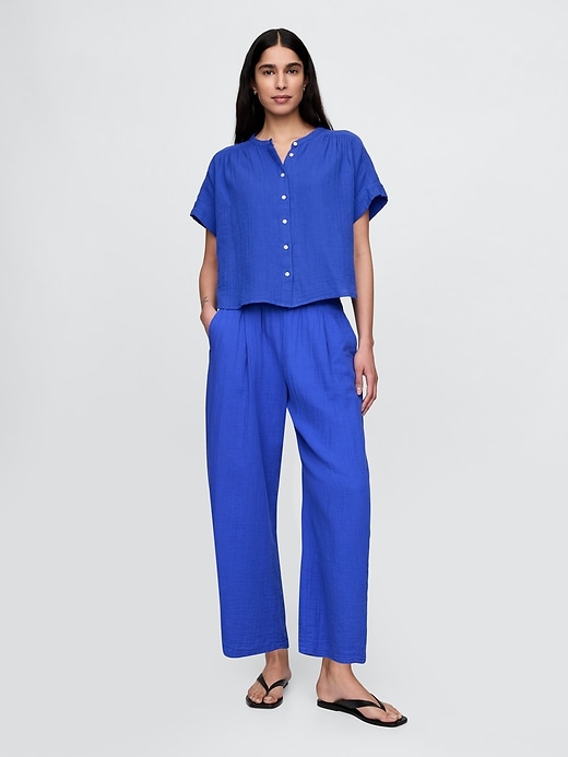 Image number 1 showing, Cotton Gauze Easy Barrel Pants