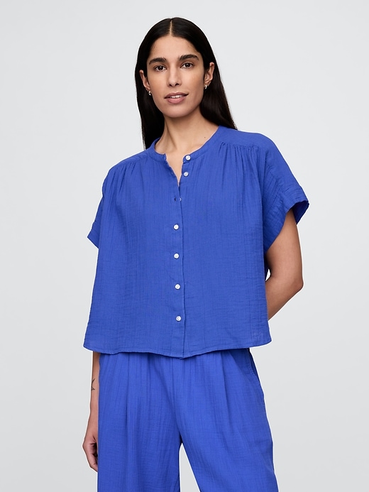 Image number 1 showing, Cotton Gauze Dolman Shirt