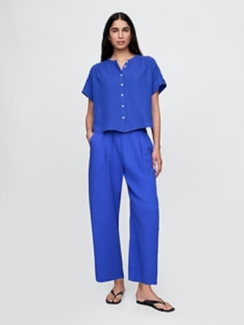 Cotton Gauze Easy Barrel Pants