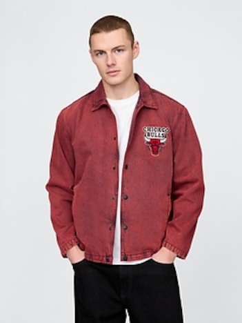 NBA Chicago Bulls  Logo Denim Coaches Jacket