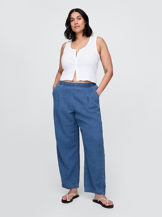 Image number 5 showing, Cotton Gauze Denim Easy Barrel Pants