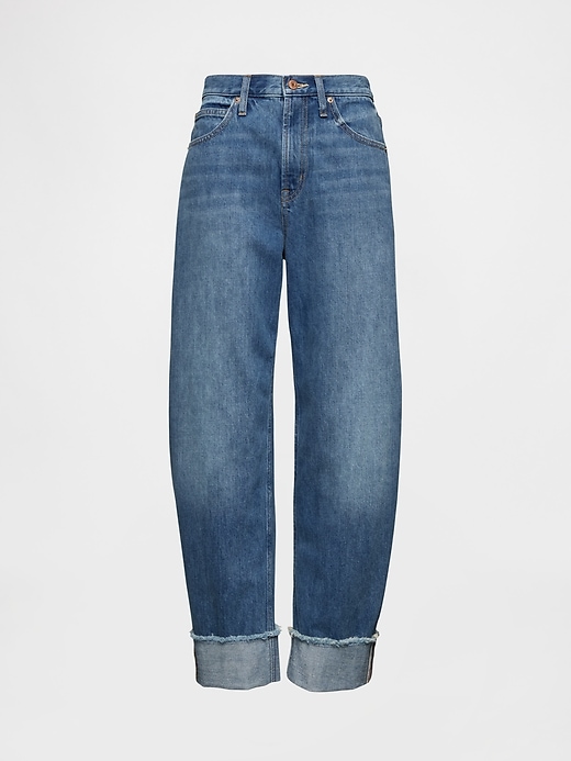 Image number 5 showing, High Rise Cuffed Barrel Jeans