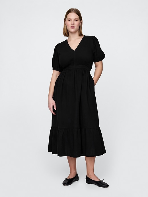 Image number 5 showing, Cotton Gauze Open-Back Midi Dress
