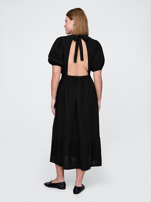 Image number 6 showing, Cotton Gauze Open-Back Midi Dress