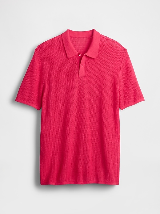 Image number 5 showing, Textured Crochet Polo Sweater