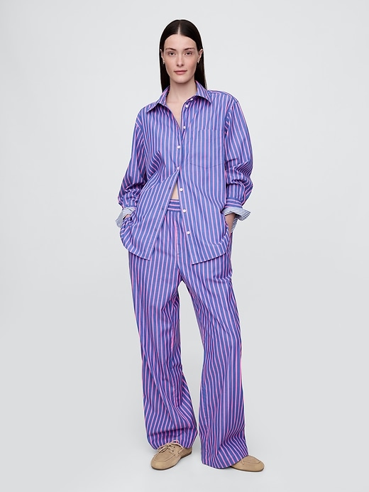 Image number 1 showing, Organic Cotton Poplin Easy Wide-Leg Pants