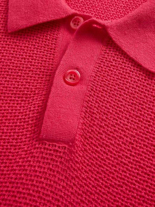 Image number 4 showing, Textured Crochet Polo Sweater