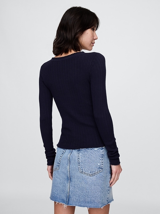 Image number 3 showing, Pointelle Henley Sweater Top