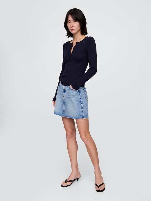 Image number 2 showing, Pointelle Henley Sweater Top