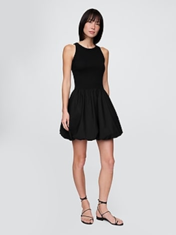 Mixed Media Bubble Mini Dress