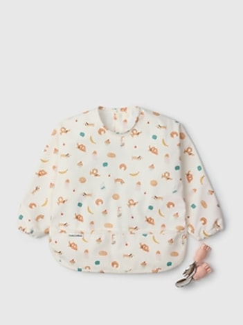 Loulou Lollipop Long Sleeve Waterproof Bib and Learning Utensil Set