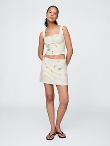 Linen-Blend Mini Skort