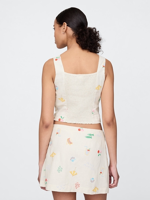 Image number 3 showing, Linen-Blend Crop Top