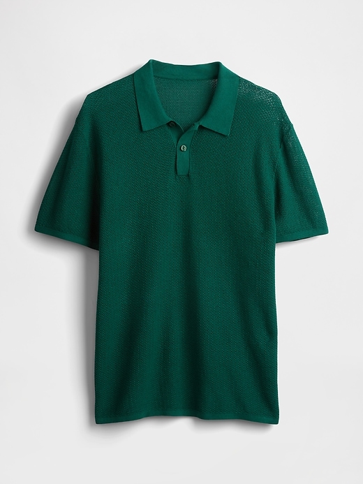 Image number 6 showing, Textured Crochet Polo Sweater