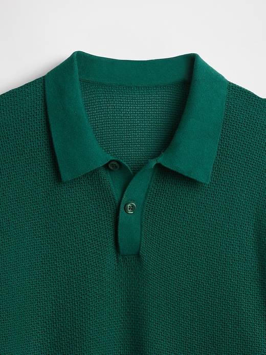 Image number 5 showing, Textured Crochet Polo Sweater