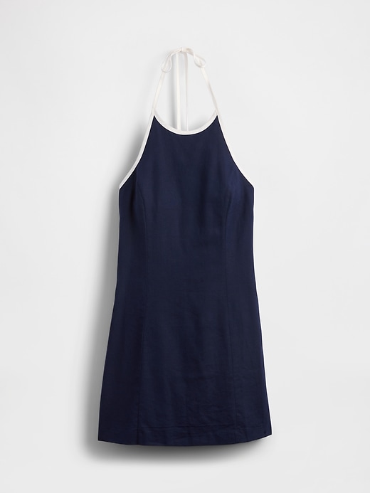 Image number 4 showing, Linen-Blend Halter Mini Dress