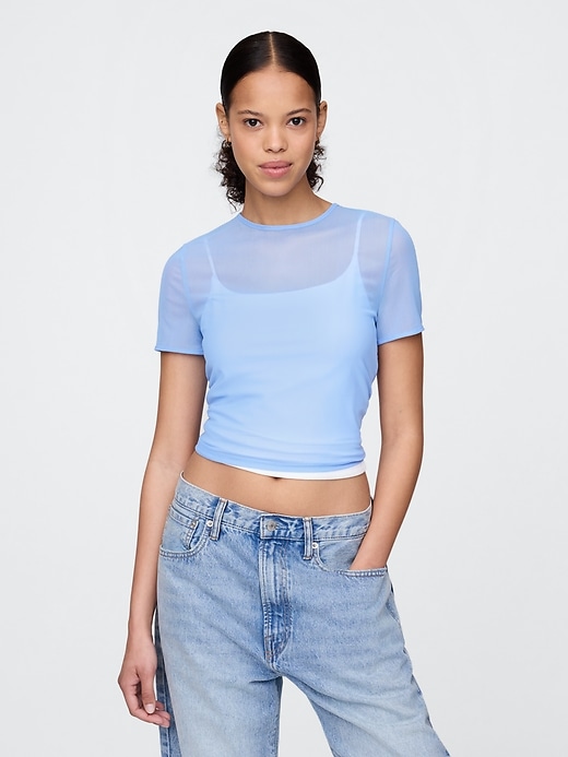 Image number 1 showing, Mesh Crop T-Shirt