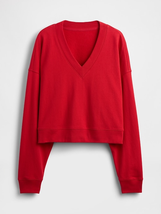 Image number 5 showing, French Terry V-Neck Crop Sweatshirt