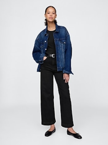 Curvy High Rise Stride Wide-Leg Ankle Jeans